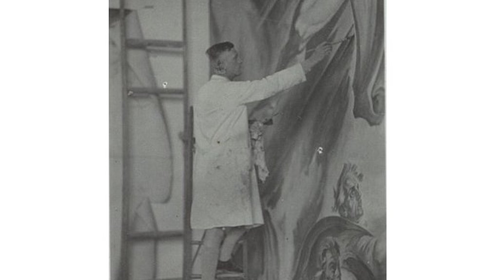 Theodor Gey bei seiner Arbeit in St. Maria (Bestand Wörsching)